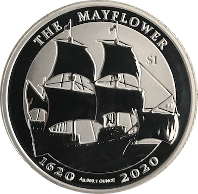 Elizabeth II Mayflower, 1oz Reverse Frosted Silver Bullion