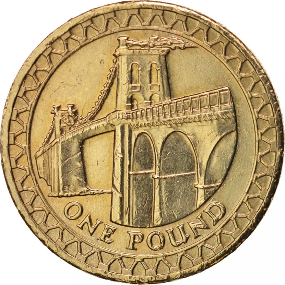 Elizabeth II 4th portrait; Menai Bridge £1 2005 – reverse