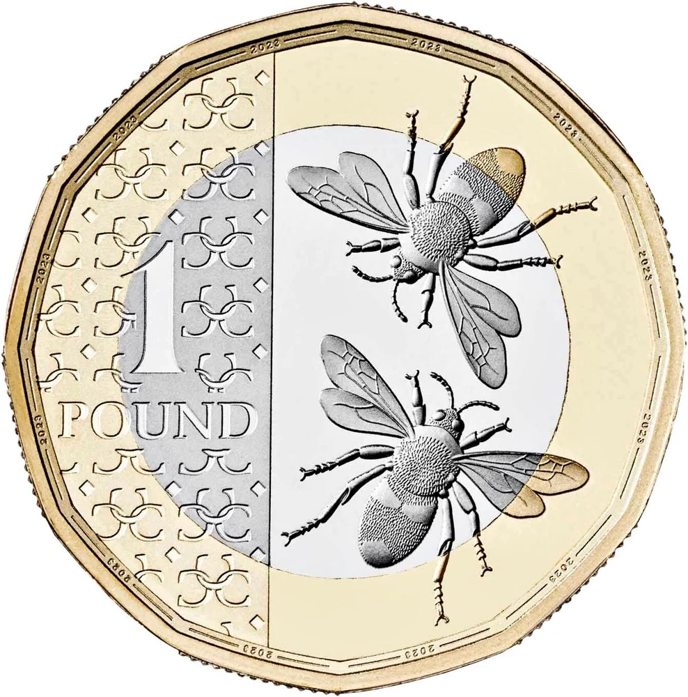Charles III Honey Bees £1 2023 – reverse