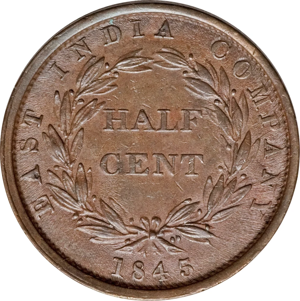 1845 Straits Settlements Victoria 1 Cent